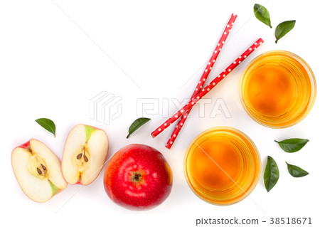 apple with juice and leaves isolated on white 38518671