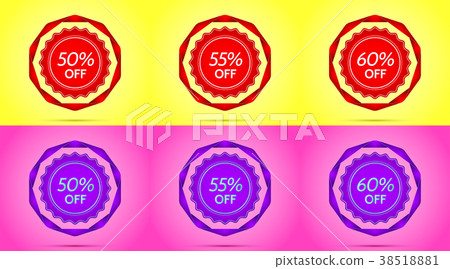 Set of Red and Purple Sale Badges Set of Red and Purple Sale Badges 38518881