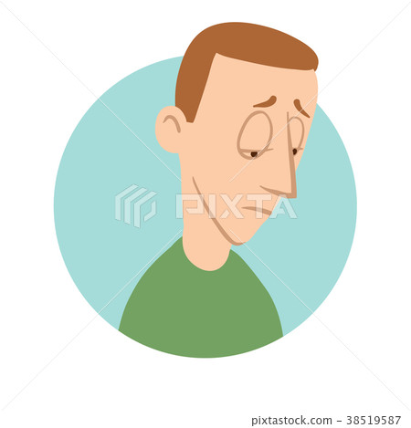 Sad young man icon, depression. Vector flat 38519587