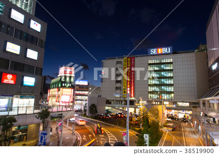 船橋站前的夜景 照片素材 圖片 圖庫