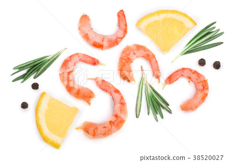 Red cooked prawn or shrimp with rosemary, lemon 38520027