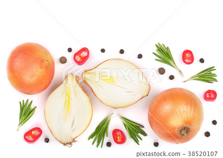 onions with rosemary and peppercorns isolated on a 38520107