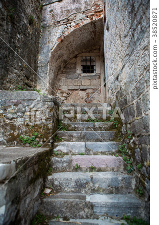 old stone stairs covered with moss old stone stairs covered with moss 38520871