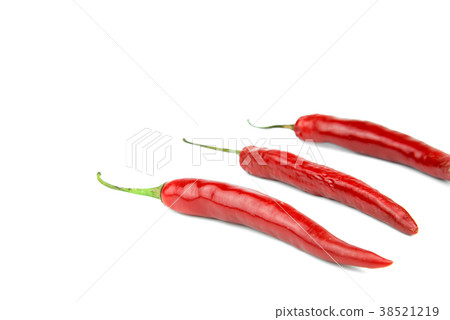 Red chili on white background. Food concept. Red chili on white background. Food concept. 38521219