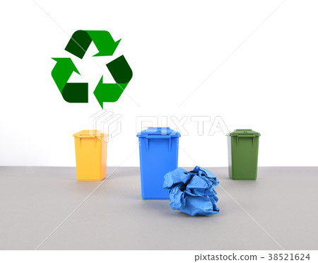 Colorful recycle bins on white background. Colorful recycle bins on white background. 38521624