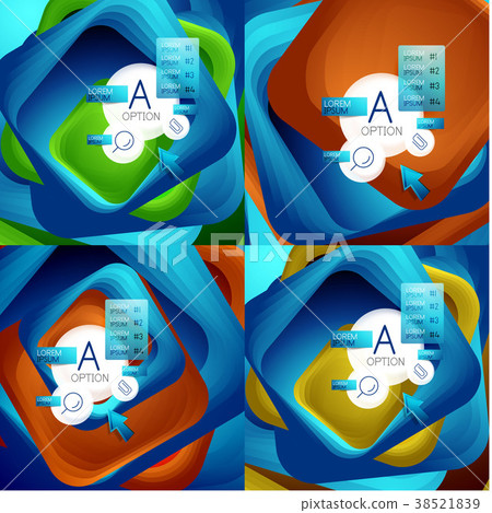 Set of rotating swirl square backgrounds, color 38521839