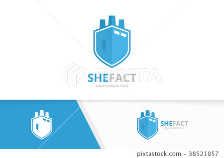 Vector factory and shield logo combination Vector factory and shield logo combination 38521857