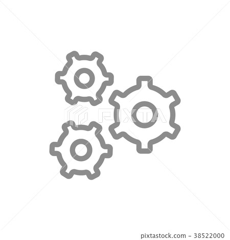 Simple pinion, gear wheel, mechanism line icon Simple pinion, gear wheel, mechanism line icon 38522000