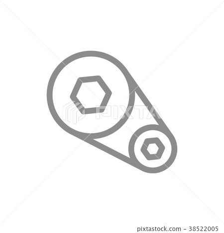 Simple car timing belt line icon. Symbol and sign 38522005