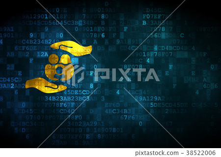 Insurance concept: Family And Palm on digital Insurance concept: Family And Palm on digital 38522006