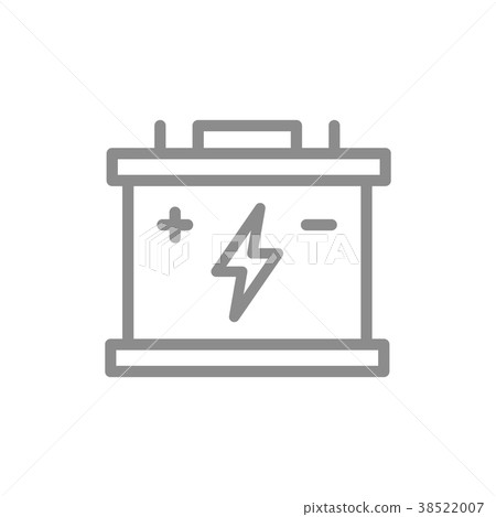 Simple car battery, accumulator line icon. Symbol Simple car battery, accumulator line icon. Symbol 38522007