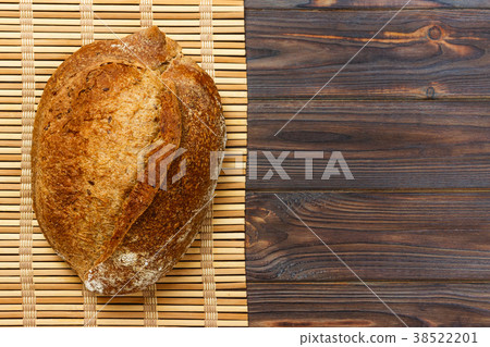 rye bread with seeds on bamboo napkin 38522201