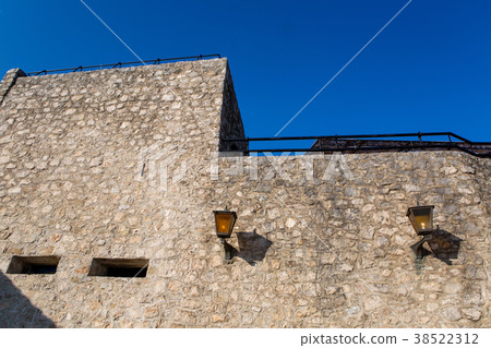 part of the fortress wall with lanterns in Herceg 38522312