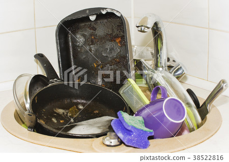 Kitchen utensils need wash close up Kitchen utensils need wash close up 38522816