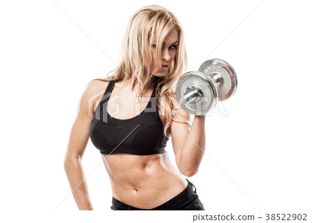 athletic woman with dumbbells athletic woman with dumbbells 38522902
