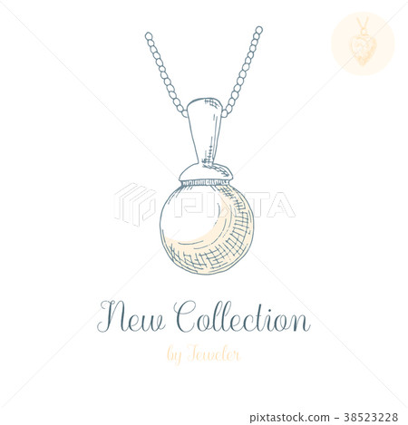 Hand drawn pendant on a chain. 38523228