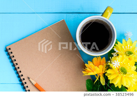 good morning notebook and coffee 38523496