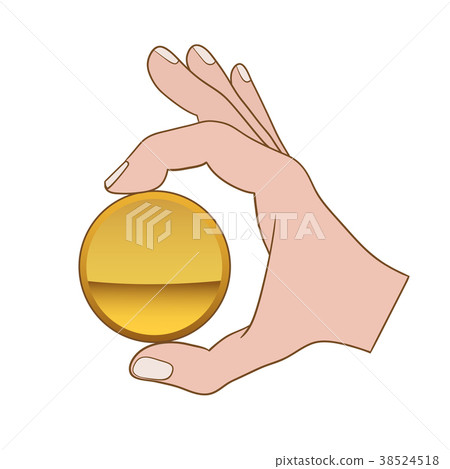 hand with golden coin 38524518