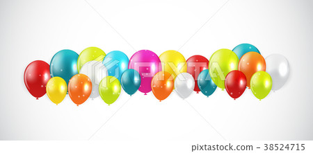 Glossy Happy Birthday Balloons Background Vector 38524715