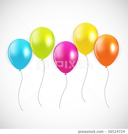 Glossy Happy Birthday Balloons Background Vector Glossy Happy Birthday Balloons Background Vector 38524724