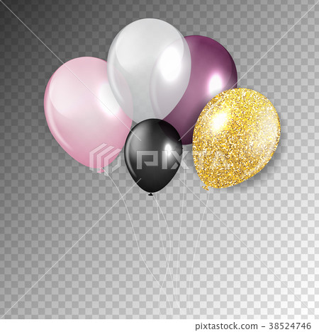 Glossy Happy Birthday Balloons Background Vector 38524746