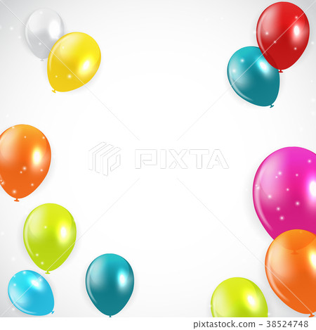 Glossy Happy Birthday Balloons Background Vector 38524748