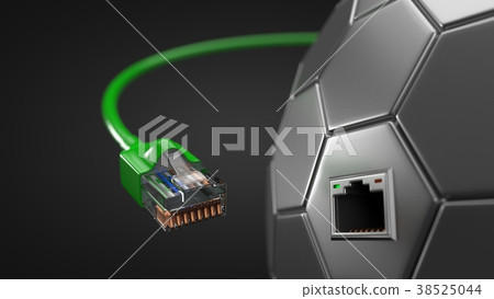 green internet cable and hexagonal tech hub green internet cable and hexagonal tech hub 38525044