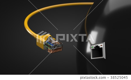 internet cable and tech hub sphere. conceptual 3d 38525045
