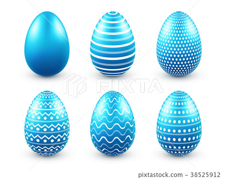 Easter eggs blue set. Spring. Holidays in April 38525912