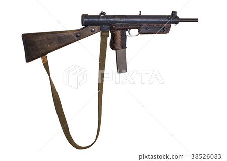 vintage submachine gun on white background vintage submachine gun on white background 38526083