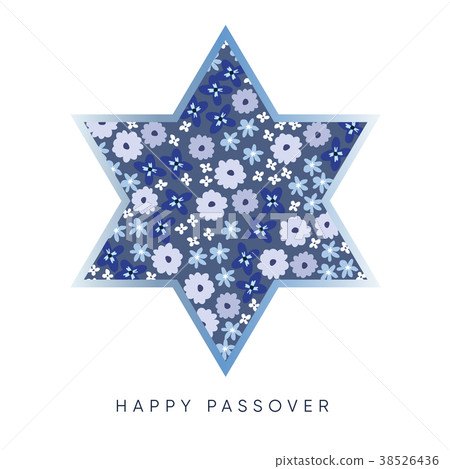 Pesach, Passover greeting card with blue jewish-插圖素材 [38526436] - PIXTA圖庫