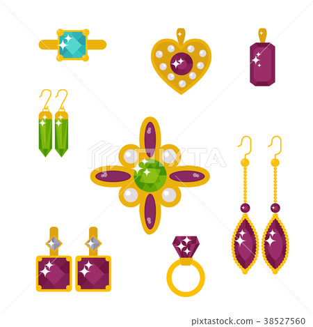 Vector jewelry items gold elegance gemstones 38527560