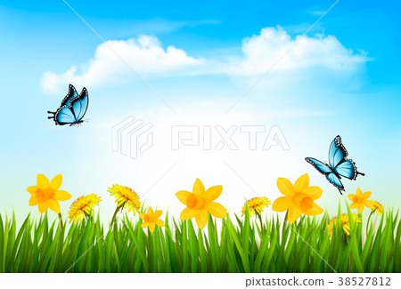 Spring nature background with green grass,  38527812