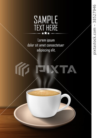 Cup of coffee with smoke on a wooden table Cup of coffee with smoke on a wooden table 38527946