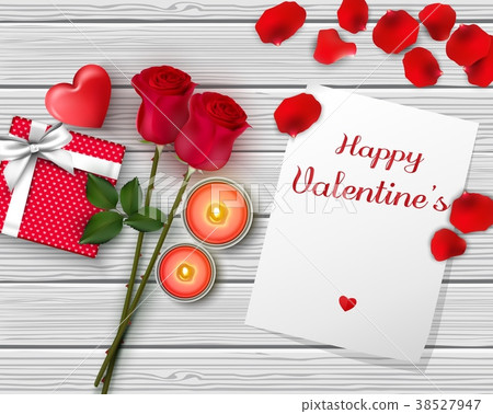 Happy Valentine's Day greeting banner. Top view on 38527947