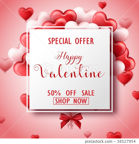 Happy Valentine's Day sale banner with pink and re Happy Valentine's Day sale banner with pink and re 38527954