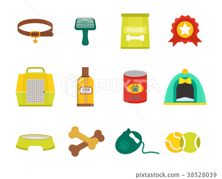 Pug dog playing vector illustration elements set 38528039