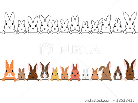 掛軸兔子圖 兔子邊框設置-插圖素材[38528435] - PIXTA圖庫