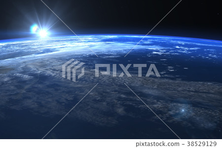 發生3DCG例證材料的地球的日出 38529129
