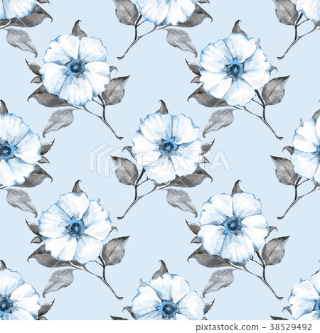 Floral seamless pattern with white flowers 2 Floral seamless pattern with white flowers 2 38529492