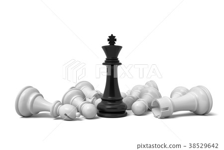 3d rendering of a single black chess king stands 38529642