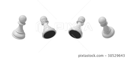 3d rendering of a white chess pawn piece in four 38529643