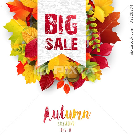 Autumn leaves with sales banner Autumn leaves with sales banner 38529874