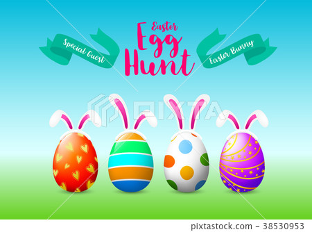 Colorful Easter eggs and ears of a rabbit. Colorful Easter eggs and ears of a rabbit. 38530953