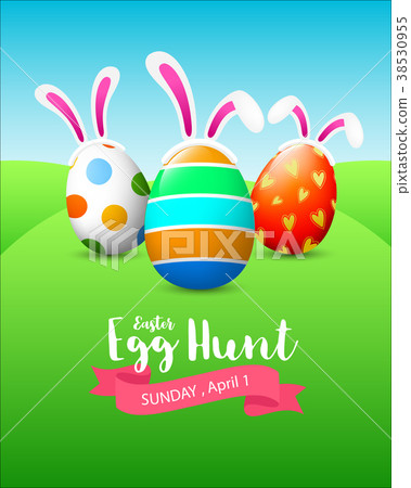 Colorful Easter eggs and ears of a rabbit. Colorful Easter eggs and ears of a rabbit. 38530955