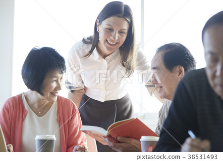 Senior attending English conversation class 38531493