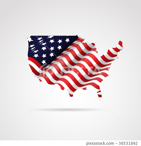 插圖素材: united states of america flag map in geometric, ab