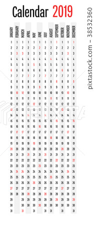2019 Calendar Design Template Vector Illustration 2019 Calendar Design Template Vector Illustration 38532360