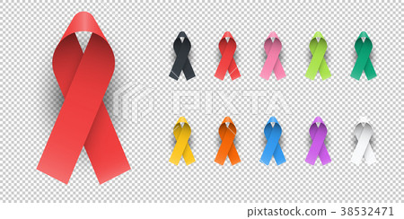 Realistic Colorful Awareness Ribbons 38532471