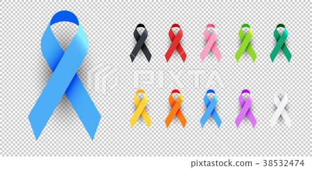 Realistic Colorful Awareness Ribbons 38532474